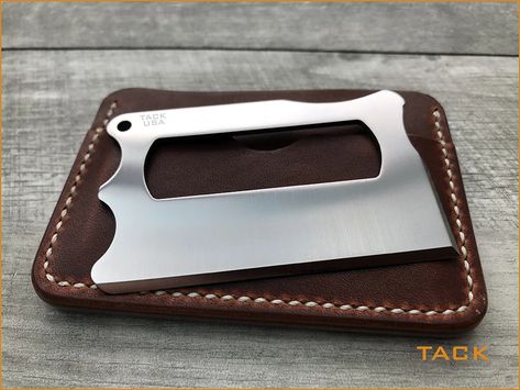 Now Available!   TACK is an acronym for Titanium - Anywhere Card Knife which is hand made in our shop located in Boston, MA USA.  There's a lot of credit card type tools out there that are more of a novelty and not very useful.  We wanted to make a knife that was slim enough to carry in your wallet, but serious enough Titanium Wallet, Credit Card Knife, Pen Knife, Heads Together, Boston Usa, Daily Carry, Handmade Wallet, Handmade Wallets, Every Day Carry