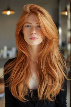 Jahodová Blond, Redhead Hair, Auburn Balayage, Long Shag Haircut, Natural Red Hair, Red Haired Beauty, Ginger Hair Color, Red Hair Woman, Charlie's Angels