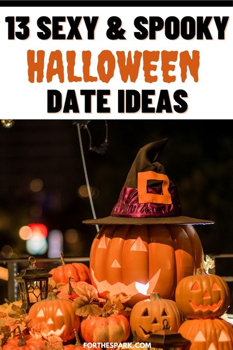 halloween date ideas Fun Couple Halloween Activities, Spooky Date Ideas At Home, Couples Halloween Party Ideas, Spooky Movie Date Night, Cute Couple Halloween Activities, Horror Date Night, October Date Ideas At Home, Halloween Night Ideas For Couples, Cute Halloween Date Night At Home