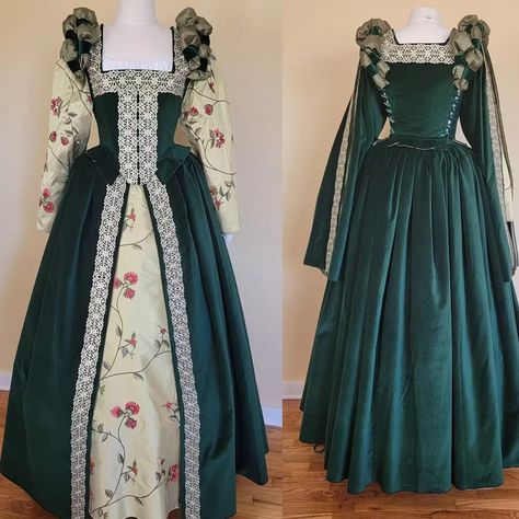 Green Tudor Elizabethan Costume Women Historical Royal Court Tudor Queen Costume Medieval Dress Vintage Renaissance Ball Gown - AliExpress Tudor Period Outfit, Tyrell Dress, Medieval Clothing Royal, Historical Dresses Medieval, Cacoon Coat, Asoiaf Fashion, Tudor Clothing, Elizabethan Gown, Elizabethan Dress