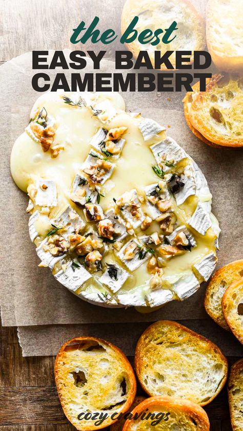 Baked Camembert Bread, Easy Appies, Camembert Recipe, Nye Recipes, Baked Camembert Recipe, Camembert Recipes, Cheese Recipes Appetizers, Baked Camembert, Cravings Recipes