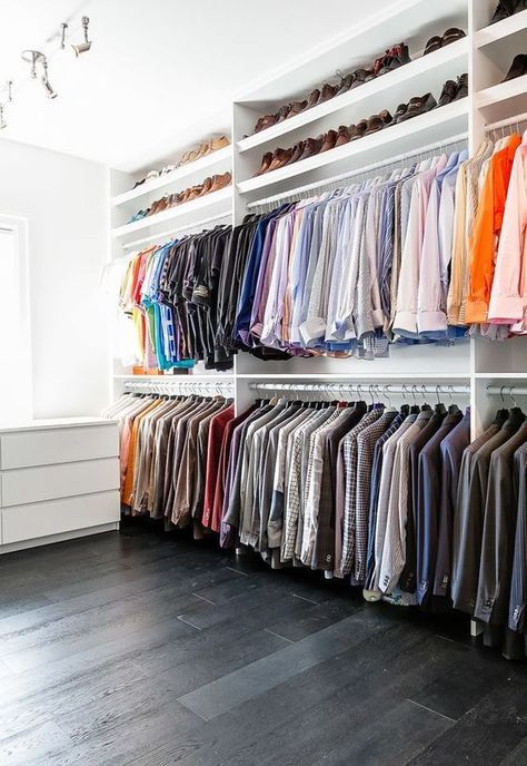 The wardrobe is something that we can’t separate from a bedroom because it’s where you store your daily outfitsThereRead more Spare Bedroom Closet Ideas, Spare Bedroom Closets, Storage Closets, Bedroom Wardrobe Ideas, Closets Design, Contemporary Closet, Contemporary Storage, Dream Closet Design, Walk In Closet Design