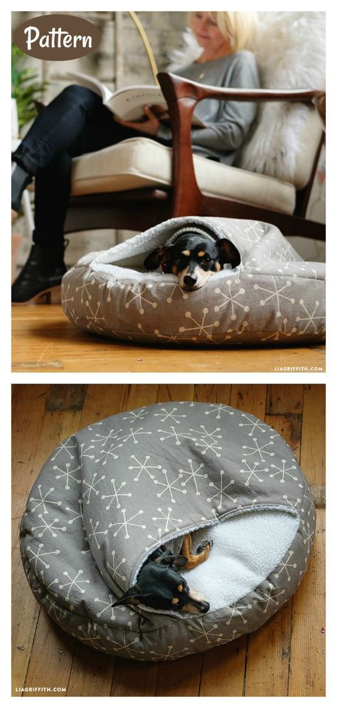 Burrow Dog Bed Sewing Pattern  #petbeds #easysewingprojects #sewingpattern Burrow Dog Bed Diy, Clothes For Dogs Diy Free Pattern, Diy Dog Mattress, How To Sew Dog Bed, Sewing Pet Bed, Diy Dog Burrow Bed Pattern, For Dogs Diy, Diy Dog Beds For Small Dogs, Pet Beds Diy