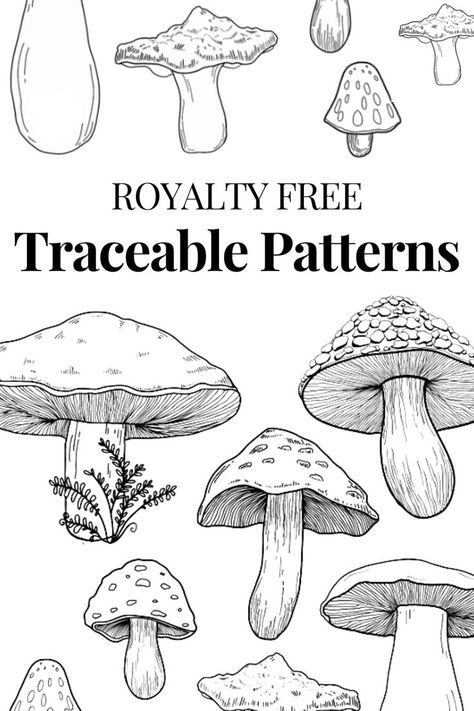 mushroom patterns for tracing and making DIY pyrography projects out of. Wood Burning Templates, Beginner Wood Burning Pattern, Beginner Wood Burning, Wood Burning Tips, Pyrography Designs, Wood Burning Patterns Stencil, Wood Burning Stencils, Wood Burning Techniques, Pyrography Patterns