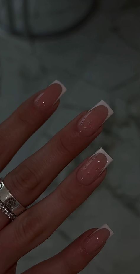 Classic Nails Elegant Square, Regular Nails With Gel, Clean Nails Square, French Russian Manicure, Nails Inspiration Winter Square, Cute January Nails Square, Short Classy Nails French Tips, Square Engagement Nails, Clean Nails Aesthetic Design