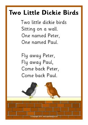 I chose this board because I remember my papa rhyming this rhyme to me as a child and using his fingers as the birds while hiding his fingers behind his back it was really enjoyable and made me laugh. This is a example from Spacklebox Retrieved from https://dbsenk.wordpress.com/2014/02/22/more-fun-with-nursery-rhymes/ Rhyming Poems For Kids, Rhyming Preschool, Nursery Rhymes Poems, Preschool Poems, English Poems For Kids, Old Nursery Rhymes, Rhymes Lyrics, Nursery Rhymes Lyrics, English Rhymes