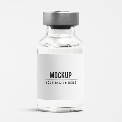 Injection glass bottle label mockup with... | Free Psd #Freepik #freepsd #mockup #medical #hospital #bottle Iv Bar, Label Packaging Design, Label Mockup, Medical Business, Packaging Ideas Business, Mockups Free, Label Packaging, Free Psd Mockups Templates, Free Label