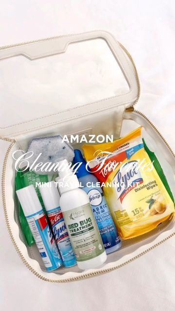 Julianna Christensen on Instagram: "I love packing a mini cleaning kit when traveling ✈️🤍. Hotel staff are AMAZING, but they are busy 🫶, so I love to take 10 minutes when I get to my hotel to clean. I feel so much for comfortable during my stay! EVERYTHING in today’s reel is on my AMZ Storefront under the “Mini Cleaning Kit” category! 🎉GIVEAWAY🎉 Giving away 2x $150 Amazon gift cards! Just like, save, and tag two friends in today’s reel! Winner announced January 24th. ✨ ✨ #amazonfinds #amazonmusthaves #amazonmusthave #amazonfavorites #amazonfavorite #cleanwithme #travelsize #travelsized #travelessentials #travelessential #packwithme #cleaningmotivation #cleaningtips #cleaningtip #cleaningtipsandtricks #cleaningproducts #amazontravel #amazontravelfinds #cleaningkit #cleaningkits #cleanin Travel Kit Gift, Hotel Cleaning, Cruise Essentials, Travel Bag Essentials, Travel Finds, Travel Necessities, Amazon Travel, Hotel Staff, Two Friends