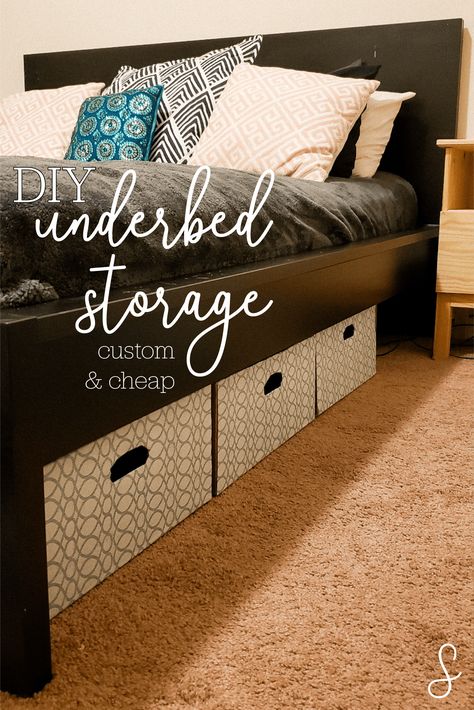 DIY Underbed Storage: Custom and Cheap - Sara Strives Underbed Storage Diy, Underbed Storage Ideas Diy, Diy Underbed Storage, Underbed Storage Ideas, Under Bed Storage Diy, Diy Under Bed Storage, Diy Storage Under Bed, Cheap Storage Bins, Cheap Storage Ideas