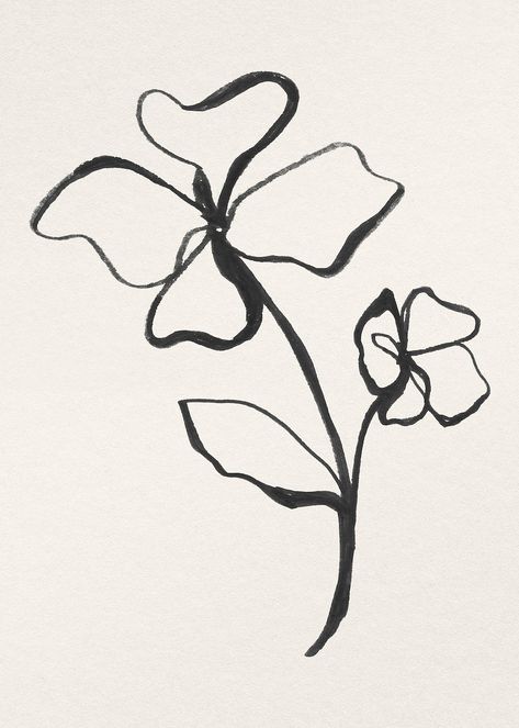 Vintage Public Domain, Abstract Flower Tattoos, Ink Line Art, Flower Minimal, Flower Line Art, Line Art Flowers, Bio Art, Black And White Art Drawing, Tattoo Style Drawings