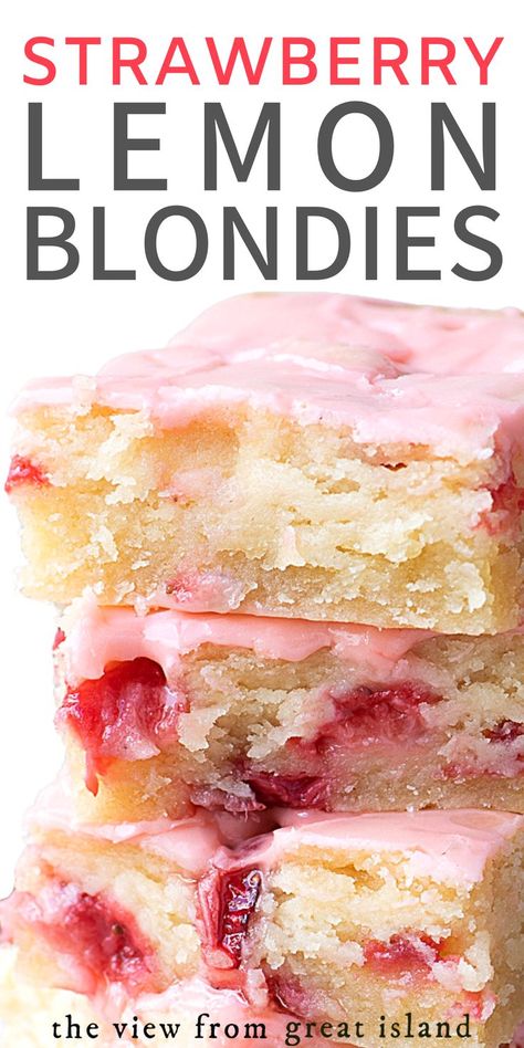 Tastemade Dessert, Strawberry Lemon Blondies, Easy Strawberry Dessert, Lemon Blondies, Easy Strawberry Desserts, Recipe Strawberry, Quick Dessert Recipes, Strawberry Dessert Recipes, Lemon Dessert