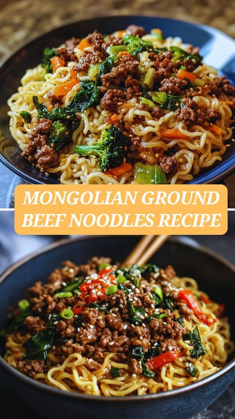 Dive into the flavors of Mongolia with this easy-to-make Mongolian Ground Beef Noodles recipe! 🍜 Quick, flavorful, and perfect for busy weeknights, this dish pairs lean ground beef with a delectably savory sauce over noodles. Ready in just 30 minutes, it's the ideal meal for anyone craving a tasty, filling dinner without the fuss. 🕒✨ Mangolian Beef, Lean Ground Beef Recipe, Lean Beef Recipes, Mongolian Ground Beef Noodles, Ground Beef Noodles, Mongolian Ground Beef, Mongolian Beef Recipes, Beef Noodles, Asian Noodle Recipes