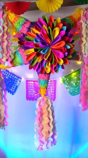 DIY • Cricut Crafts & Tips • Amazon Finds on Instagram: "#ad Piñatas are one of my favorite traditions that are part of my culture, which are also a fun way to celebrate Hispanic Heritage Month! This colorful star-shaped piñata was made with supplies I found at @michaelsstores. They are essential at any celebration across many countries! 🪅✨ Supplies I Used ✂️ - Balloon - Crepe Streamers - Crepe Paper Sheets - Colorful Tissue Paper - Poster Board - Newspaper - Flour and Water • • • #MakeItWit Mexican Star Pinata Diy, Diy Piñata Ideas, Mexican Pinatas, Hispanic Heritage Month Decorations, Traditional Pinata, Pinatas Ideas, Mexican Piñatas, Fiesta Mexicana Ideas, Pinata Birthday Party