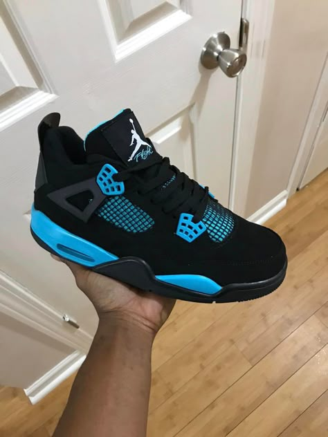 J 4 Shoes, New Jordans 2023, J4 Shoes, Jordan Retro 4 Outfits, Jordan 4 Blue, Jordan 4s Retro, Cute Jordans, Rare Jordans