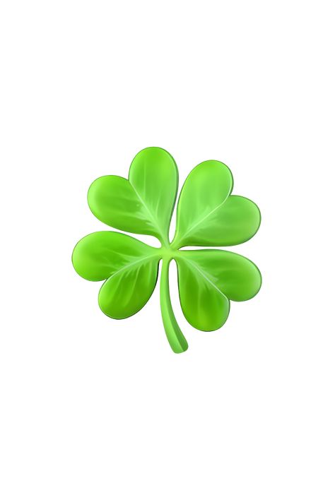 The emoji 🍀 depicts a green, four-leaf clover with a stem. Each leaf is heart-shaped and slightly curved, with a pointed tip. The leaves are arranged in a symmetrical pattern, with two leaves on each side of the stem. The clover is depicted with a slight shadow, giving it a three-dimensional appearance. Overall, the emoji conveys a sense of luck and good fortune. Green Emoji, Emoji Copy, Apple Emojis, Hand Emoji, Emoji Stickers Iphone, Ios Emoji, Instagram Design Creative, Emoji Wallpaper Iphone, Symmetrical Pattern