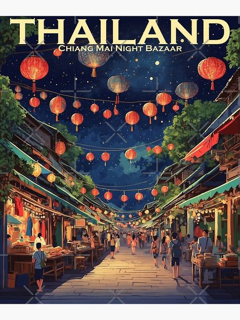 Add some fun and beauty to your home with this Thailand traveler design or give it as the perfect gift! Thailand Travel Poster, Thailand Aesthetic Wallpaper, Thailand Apartment, Bangkok Illustration, Thailand Illustration, Thai Aesthetic, Thailand Poster, Thai Market, Thailand Design