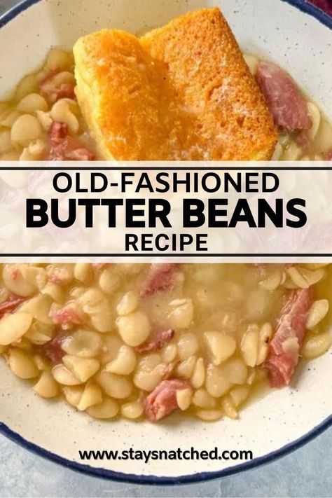 Lima Beans Recipe Southern, Dried Lima Beans, Beans Recipe Crockpot, Lima Bean Recipes, Dry Beans Recipe, Butter Bean Soup, Creamy Beans, Butter Beans Recipe, Beans And Cornbread