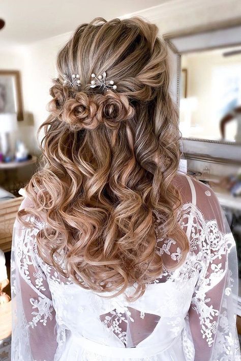 Cute Wedding Hairstyles, Loose Curls Hairstyles, Quinceanera Hairstyles, Quince Hairstyles, Wedding Hair Styles, Long Hair Wedding Styles, Pinterest Hair, Peinados Fáciles Para Cabello Corto, Wedding Hair Down