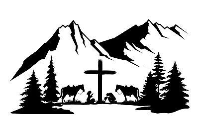 Top Rated Cowboy Cowgirl Praying Kneeling Scene Cross Decal Window Bumper Sticker 2 Sizes, Top Home Decor Cross Drawings, Praying Kneeling, Western Drawings, Cowboy Cross, Cricut Template, Western Logo, Couples Tattoo, Personalized Best Friend Gifts, Chic Tattoo