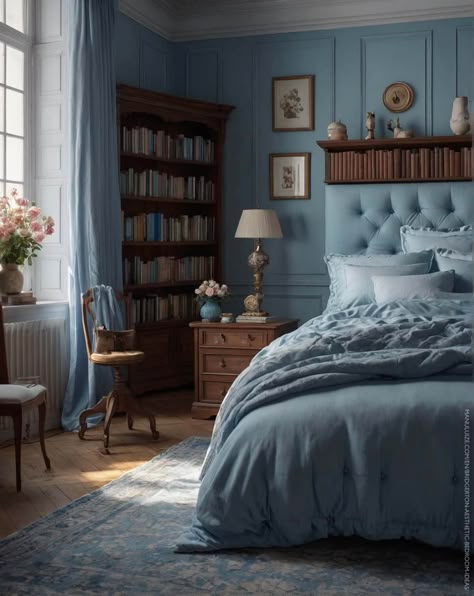 If you love the Bridgerton aesthetic, here are 17 must-see bedroom decor ideas inspired by the Brigderton colors and the Regency core trend. Ideas for: Bridgerton wallpaper, bridgerton season 3, regency core, regency core bedrooms, regencycore, grown woman bedroom ideas, moody vintage bedroom, moody romantic bedroom, girly pink bedroom, awesome bedrooms, fairy lights bedroom ideas, aesthetic bedroom ideas cozy, vintage modern bedroom, aesthetic bedroom inspo, regency era bedroom ideas. Period Home Bedroom, Period Drama Bedroom, Bridgerton Blue Room, Jane Austen Inspired Bedroom, Light Blue Victorian Bedroom, Soft Blue Bedroom Aesthetic Cozy, Daphne Bridgerton Bedroom, Regency Core Bedroom, Modern Regency Bedroom