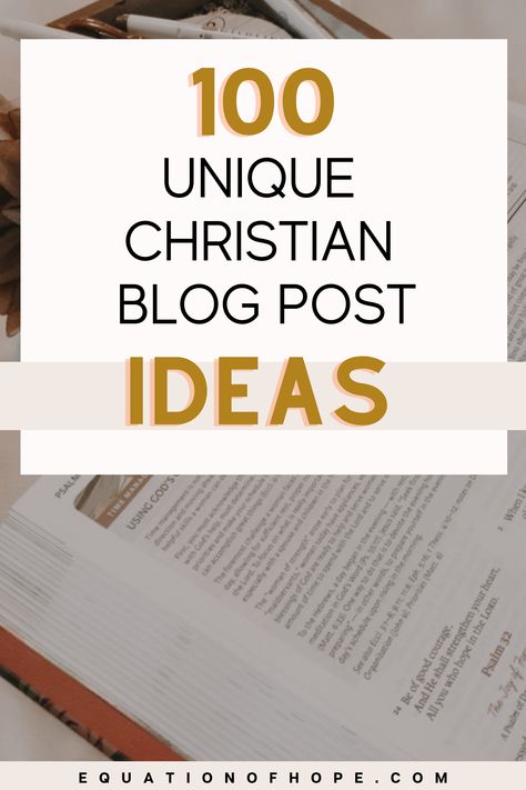 Are you looking for creative christian blog post ideas for your christian blog? While there are so many topics to write about for Christians, it can be easy to get lost in the midst of all the incredible ideas! Which is why, I have created a massive list of 100 creative and unique christian blog post ideas. You’ll find a variety of christian blog posts for different niches! #christianblog #christianblogger #blogpostideas #christianlifestyle #bloggingtips Christian Blog Post Topics, Christian Ministry Ideas, Christian Youtube Ideas, Christian Youtube Video Ideas, Christian Blogs For Women, Christian Blog Post Ideas, Christian Podcast Name Ideas, Christian Podcast Topics Ideas, Christian Instagram Post Ideas