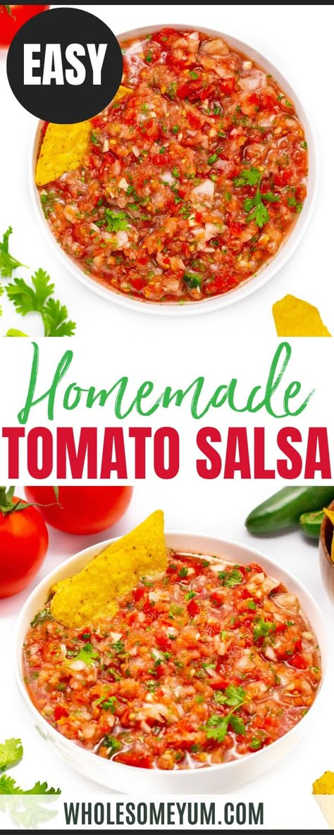 Homemade Salsa Recipe with Fresh Tomatoes Salsa Recipe Homemade, Salsa Recipe With Fresh Tomatoes, Salsa With Fresh Tomatoes, Fresh Salsa Recipe Homemade, Recipe With Fresh Tomatoes, Make Salsa, Tomato Salsa Recipe, Easy Homemade Salsa, Fresh Salsa Recipe