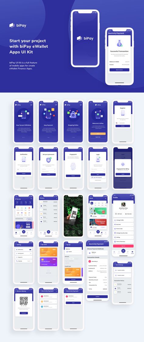 biPay - eWallet Mobile App UI Kit — UI Kits on UI8 Desain Ux, Application Ui Design, To Do App, Ux Design Mobile, Ux App Design, App Design Layout, Android App Design, Mobile Application Design, Ui Ux 디자인