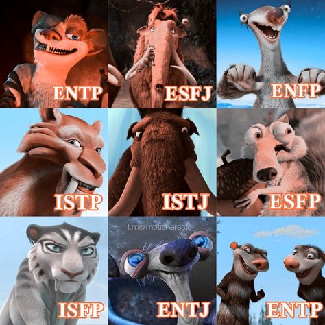 Disney Mbti, Spiritual Jokes, Ice Age Characters, Enfp Couple, Ice Age Sid, Estj Entj, Cognitive Functions Mbti, Mbti 16 Personalities, Enfp Infp