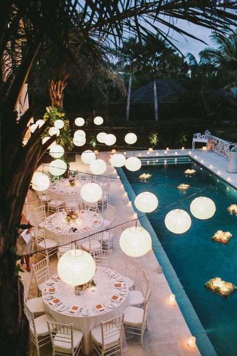 Poolside Reception Ideas, Beach House Reception Ideas, Wedding Welcome Party Ideas Decorations, Hamptons Party Theme, Pool Wedding Reception, Poolside Wedding Reception, Baat Pakki, Pool Wedding, White Nights