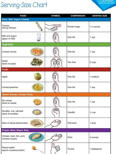 Portion control chart Serving Size Chart, Portion Distortion, Portion Size Guide, Food Portion Sizes, Smaller Portions, Gym Nutrition, Serving Sizes, Nutrition Chart, Food Chart