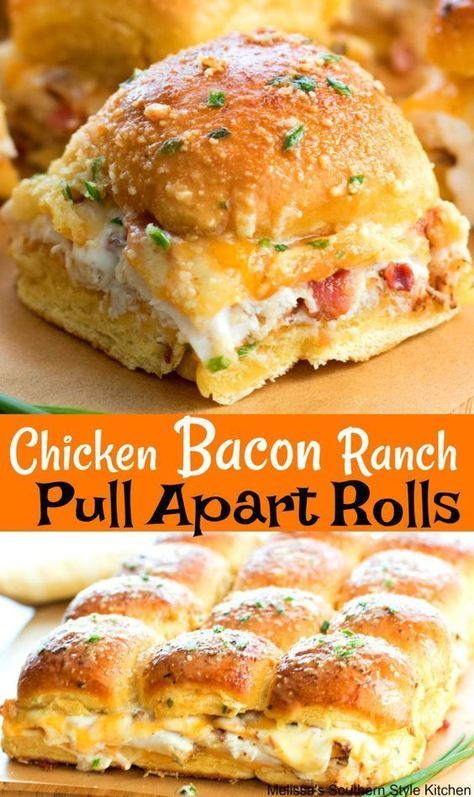 Chicken Bacon Ranch Pull Apart, Ranch Sliders, Pull Apart Rolls, Chicken Bacon Ranch Wrap, Chicken Bacon Ranch, Slider Recipes, Bacon Ranch, Think Food, Football Food