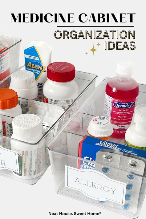 Medicine Cabinet Organization Ideas Medicine Pantry Organization, How To Organize Medical Supplies, Medication Cabinet Organization, Kitchen Medicine Cabinet Organization, Kitchen Medicine Storage, Dollar Tree Medicine Organization, Pill Bottle Organization, Organize Medicine Cabinet Storage Ideas, Medicine Cabinet Organization Labels