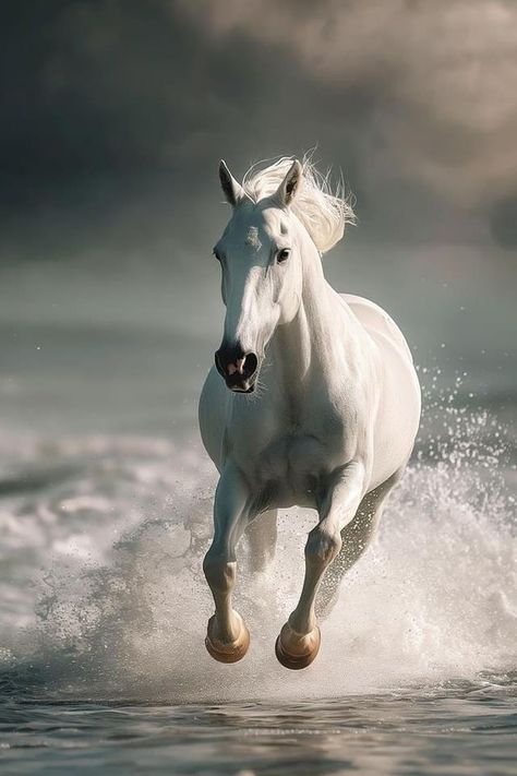 White Horse Wallpaper, Horse In Water, Horse In Motion, Beautiful White Horse, Horse Background, Horses In Snow, Horse White, Horse Water, Beautiful Horses Photography