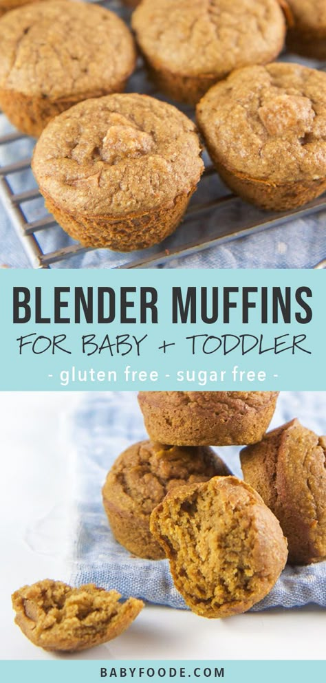 Healthy Mini Muffins, Blender Muffin, Muffins For Baby, Toddler Muffins, Baby Muffins, Blender Muffins, Blw Recipes, Yogurt Muffins, Led Weaning Recipes