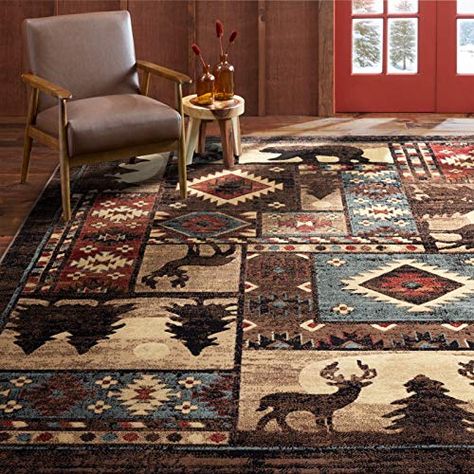 Lodge Cabin Rustic Rug Cabin Rugs, Rustic Area Rugs, Southwestern Area Rugs, Southwestern Design, Inspire Me Home Decor, Rustic Lodge, Area Rug Sizes, The Buffalo, Rustic Rugs