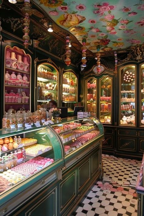 Bakery In France, Patisserie Interior, Chocolatier Shop, Bakery In Paris, Bakery Shop Interior, Patisserie Shop, Candy Shops, Bakery Shop Design, Bakery Interior