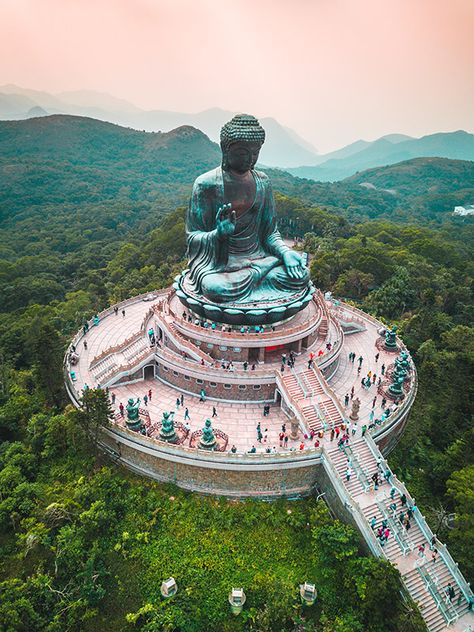 Big Buddha by Jason Cooper on Unsplash (CC0) Big Buddha, Amazing Places, Buddhism, Places To See, Places To Travel, Buddha Statue, Hong Kong, Travel Destinations, Lush