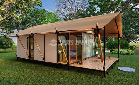 RAHAT - Modern Safari Tent Luxury Safari Tent, Glamping Tent Ideas, Glamping Tent Interior Ideas, Glamp Ground, A Frame Tent, Small Cabin Plans, Tent Living, Glamping Tents, Glamping Tent