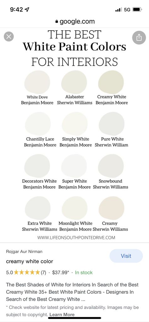 Sherwin Williams Creamy, Sherwin Williams Extra White, Best White Paint, Alabaster White, Home Paint, White Paint Colors, White Dove, Simply White, Super White