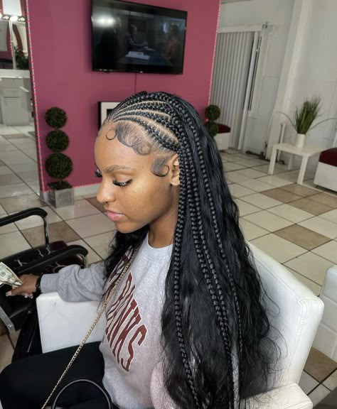 Curly Hair Sew In, Weave Hairstyles Braided, Braided Hairstyles For Black Women Cornrows, Sew In Hairstyles, Big Box Braids Hairstyles, Cute Braided Hairstyles, Box Braids Hairstyles For Black Women, Stitch Braids, Braided Cornrow Hairstyles