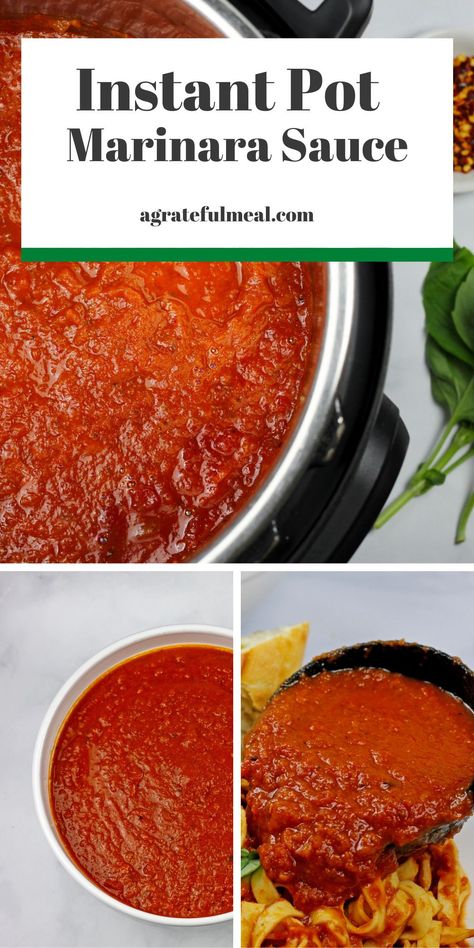 This instant pot marinara sauce makes a great homemade pasta sauce. It could also be called an Instant Pot Spaghetti Sauce. Perfect for an easy dinner idea! #instantpot #dinner #marinarasauce Instant Pot Marinara Sauce, Instant Pot Pasta Sauce, Instant Pot Marinara, Marinara Sauce Recipe, Pasta Sauce Homemade, Vegan Instant Pot, Instant Pot Slow Cooker, Marinara Sauce Homemade, Healthy Instant Pot