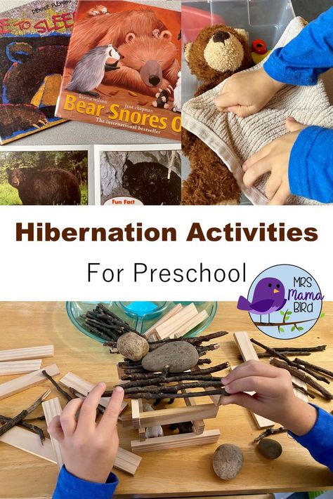 Check out these fun hibernation activities for preschool! Help your preschooler get their teddies ready for a long winters nap and create their own bear's den. Hibernation Kindergarten, Bear Activities Preschool, Hibernation Preschool Theme, Hibernation Preschool Crafts, Hibernation Preschool Activities, Hibernation Crafts, Forest Animals Preschool, Hibernating Bear, Hibernation Preschool