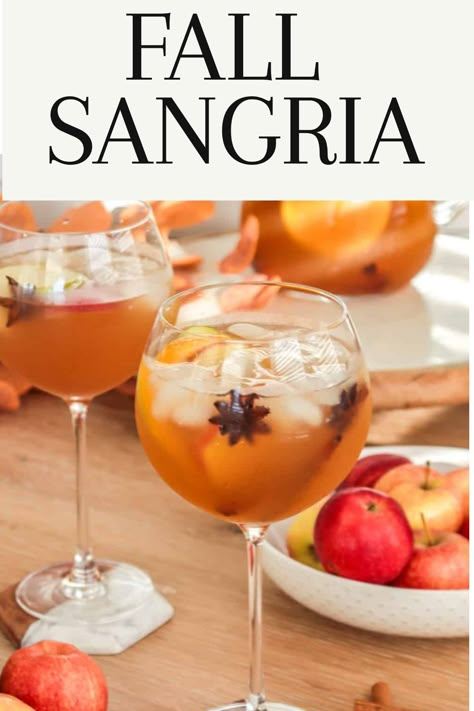 Fall sangria. Fall Sangria Apple Cider, Autumn Sangria White Wine, White Sangria Fall, Fall Sangria With Apple Cider, Fall White Sangria Recipe, Large Batch Fall Drinks, White Wine Sangria Fall, Fall White Wine Sangria, White Fall Sangria