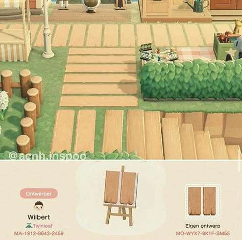 Acnh Path, Animal Crossing Design Codes, Wooden Path, Motif Acnl, Animal Crossing Custom Designs, Acnh Paths, Acnh Qr Codes, Ac Codes, Acnh Patterns