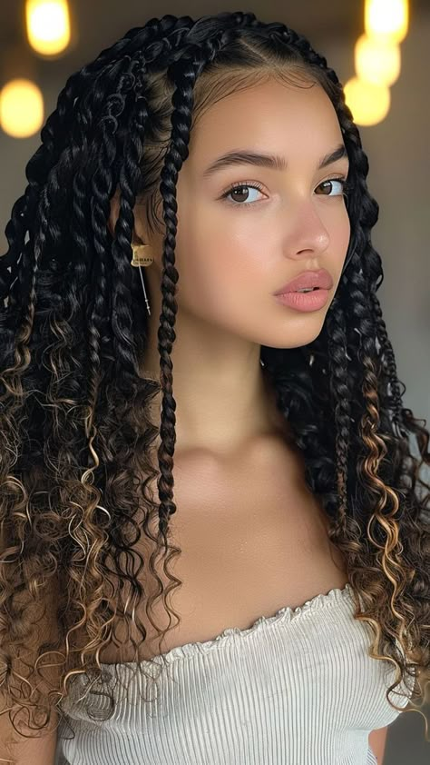 Beautiful Black Women Hairstyles, Blonde Passion Braids, Curly With Braids, Hair Braiding Styles Black Women, Braids Hairstyles With Color, Protective Styles For Natural Hair Braids, Braids Styles Ideas, Twists Hairstyles For Black Women, Braid For Black Women