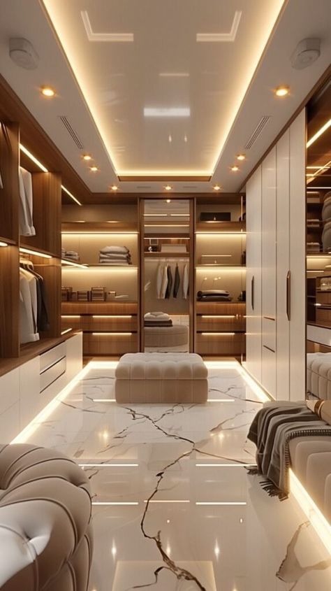 21+ Brilliant Walk In Closet Ideas That Look Wealthy Walk In Closet Marble Floor, Walking Wardrobe Design Bedroom, Modern Luxury Closet Design, Walking Closet Luxury, Luxury Modern Closet, Walking Closet Modernos, Modern Luxury Walk In Closet, Dream Closets Walk In Luxury, Walk In Closet Design Luxury