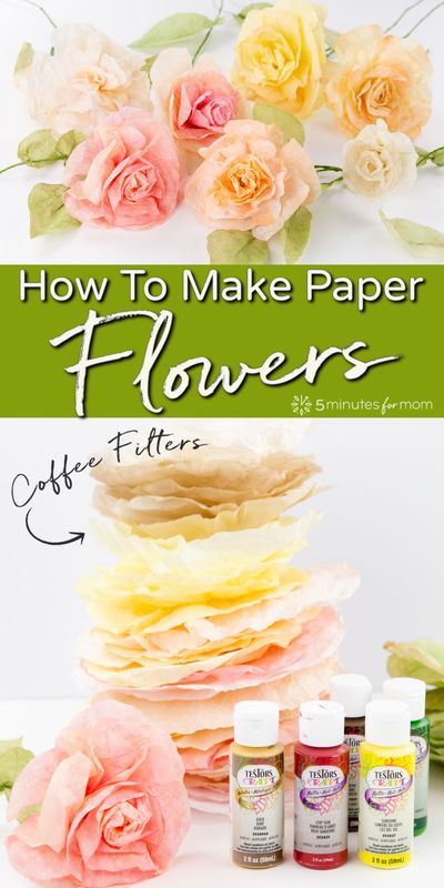 How to make paper flowers from coffee filters and acrylic paint. #ad #paperflowers #diyflowers Eurovision Costume, Coffee Filter Flowers Diy, Coffee Filter Roses, Paper Dahlia, Coffee Filter Crafts, Coffee Filter Flowers, Make Paper Flowers, Flowers Craft, How To Make Paper Flowers