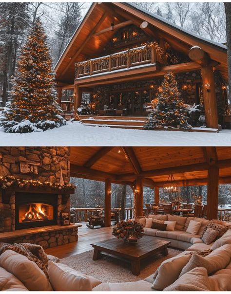 Rustic Cabin Interior, Cozy Farmhouse Christmas, Large Cabin, Modern Log Cabins, Snow Cabin, Log Cabin Ideas, Timber Homes, Cabin Aesthetic, Dream Cabin