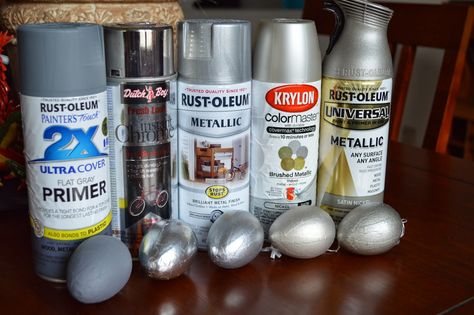 Comparing brushed silver spray paints!  Vermillion Home Adventures: The Perfect Silver Best Gold Spray Paint, Chrome Spray Paint, Spray Paint Vases, Silver Spray Paint, Silver Spray, Spray Paint Colors, Diy Spray Paint, Metallic Spray Paint, Perfect Paint Color