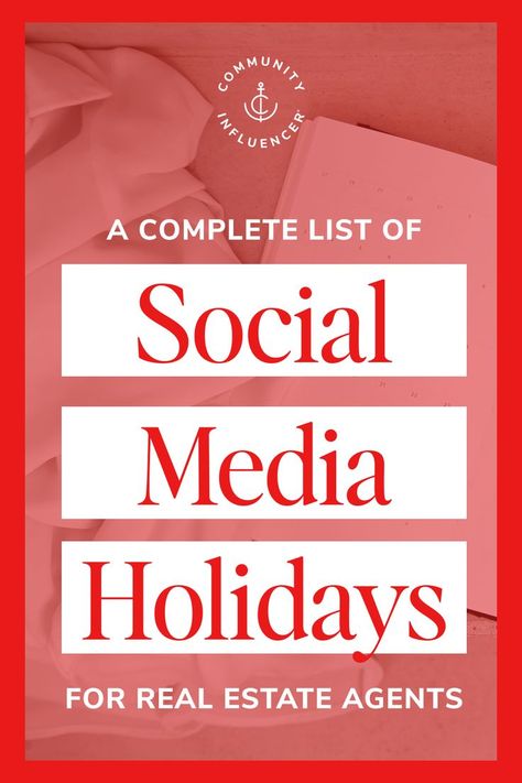 A Complete List of Social Media Holidays For Real Estate Agents Social Media Holidays, Social Media List, Plan Content, Marketing Gifts, Airbnb Promotion, Real Estate Developer, Real Estate Social Media, New Followers, On The Right Path